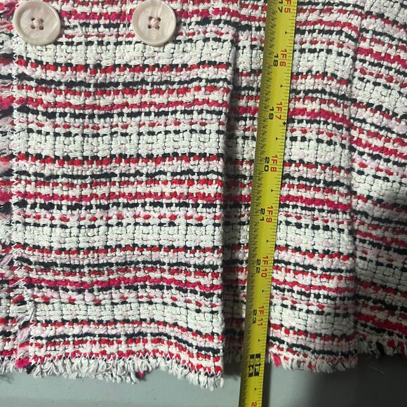 Rebecca Taylor Women's Optic Tweed Raw Hem Frayed Blazer Button Jacket Size 6 - Picture 8 of 8